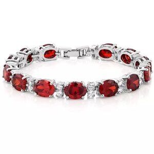New Womens Ruby Cubic Zirconia Tennis Bracelet